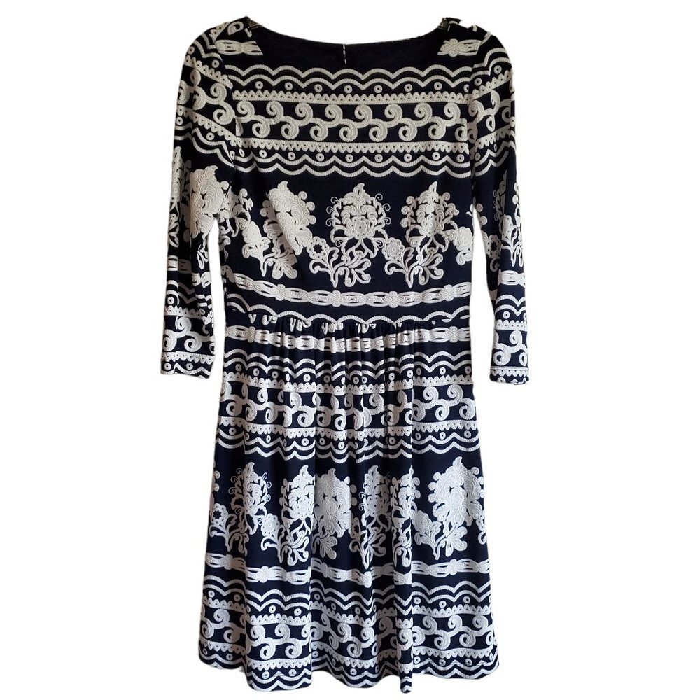 Trulli  Artsy Back‎ Keyhole Dress Navy and White Large